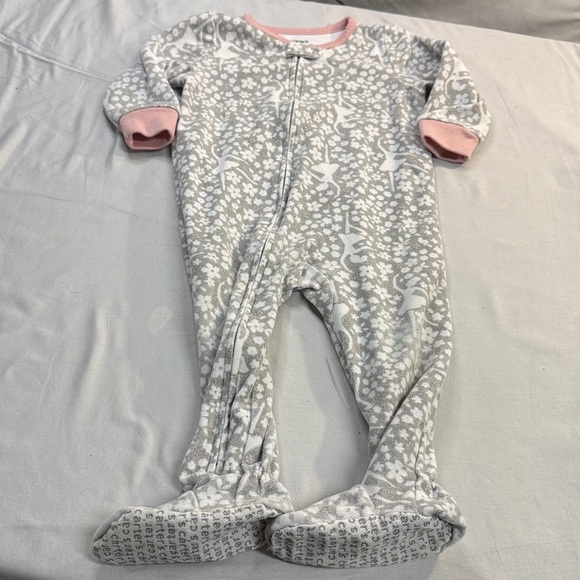 Carter's - 18M - Grey and Pink Fleece Onesie Sleeper with Star Pattern - Picture 1 of 4